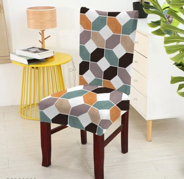 Elastic Stretchable Printed Dining Chair Covers Set of 6 will bloom your dining with their HD printed designs - Polyster, Elastic, Pack of 6, Single Seater